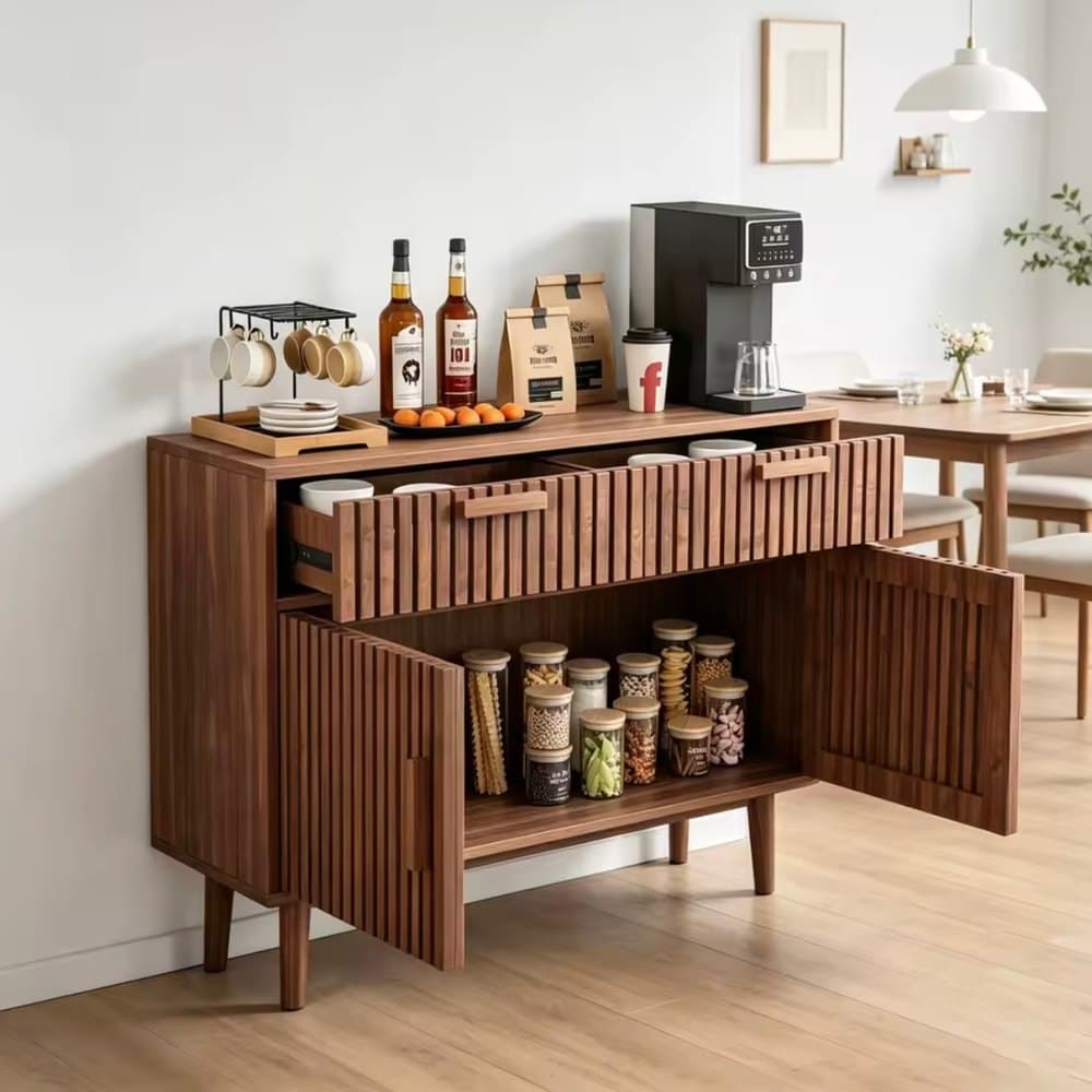 Détails et rangements de Buffet Sélène