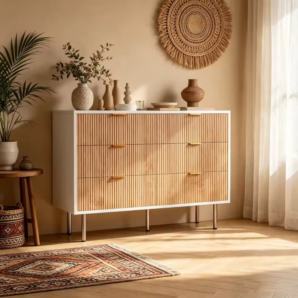 Commode Eléa en bois clair dans un intérieur chaleureux